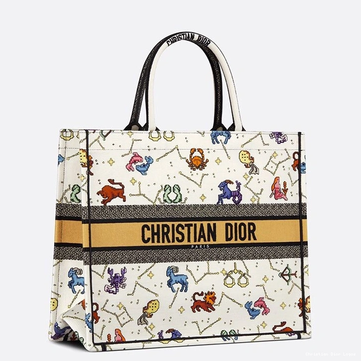 Cheap White Canvas Zodiac Dior Book Tote Pixel Motif 0717 Luxury